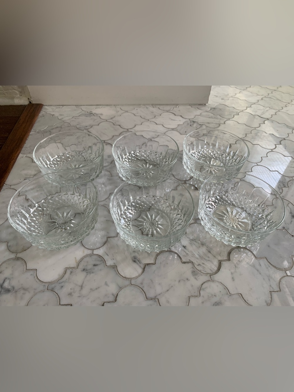 Vintage Arcoroc France Diamant Starburst clear glass bowls - Set of 6
